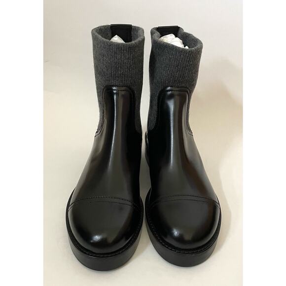 J. Crew Italian Leather Rib Cut Off Boots Black Size 8 NEW - Picture 3 of 8